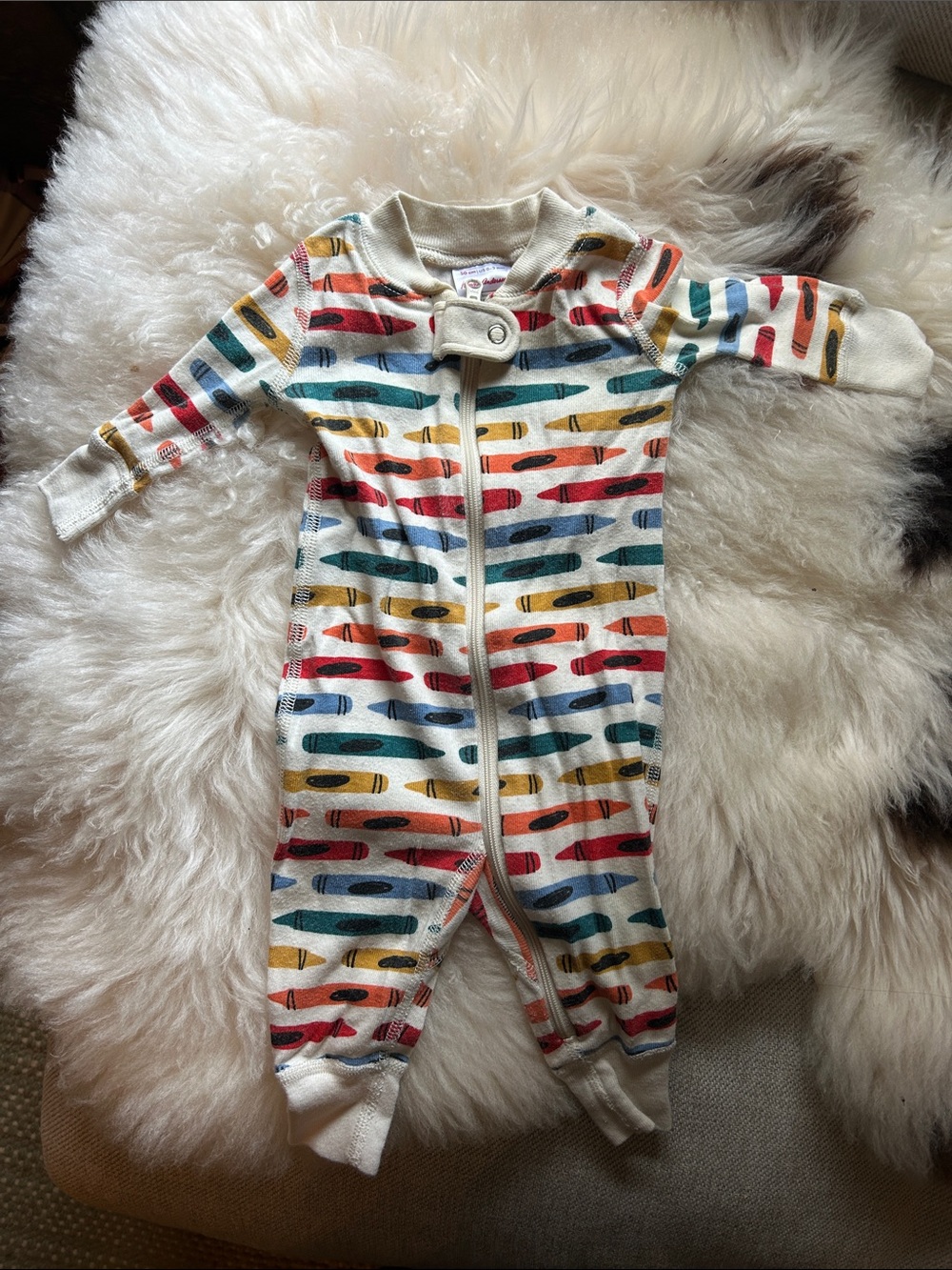 Infant Long Sleeve One-Piece with Colorful Crayon Print